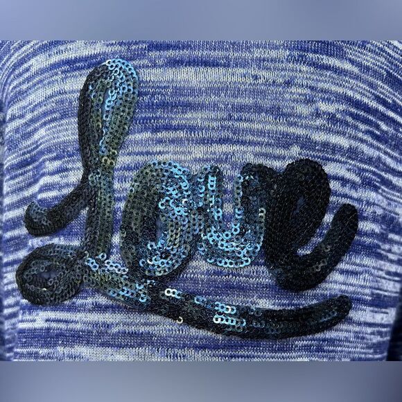 Lily Bleu Girls Kids Long Sleeve Ruffle Hem Blue Bow Back Sequin Shirt. 6. - Picture 2 of 8